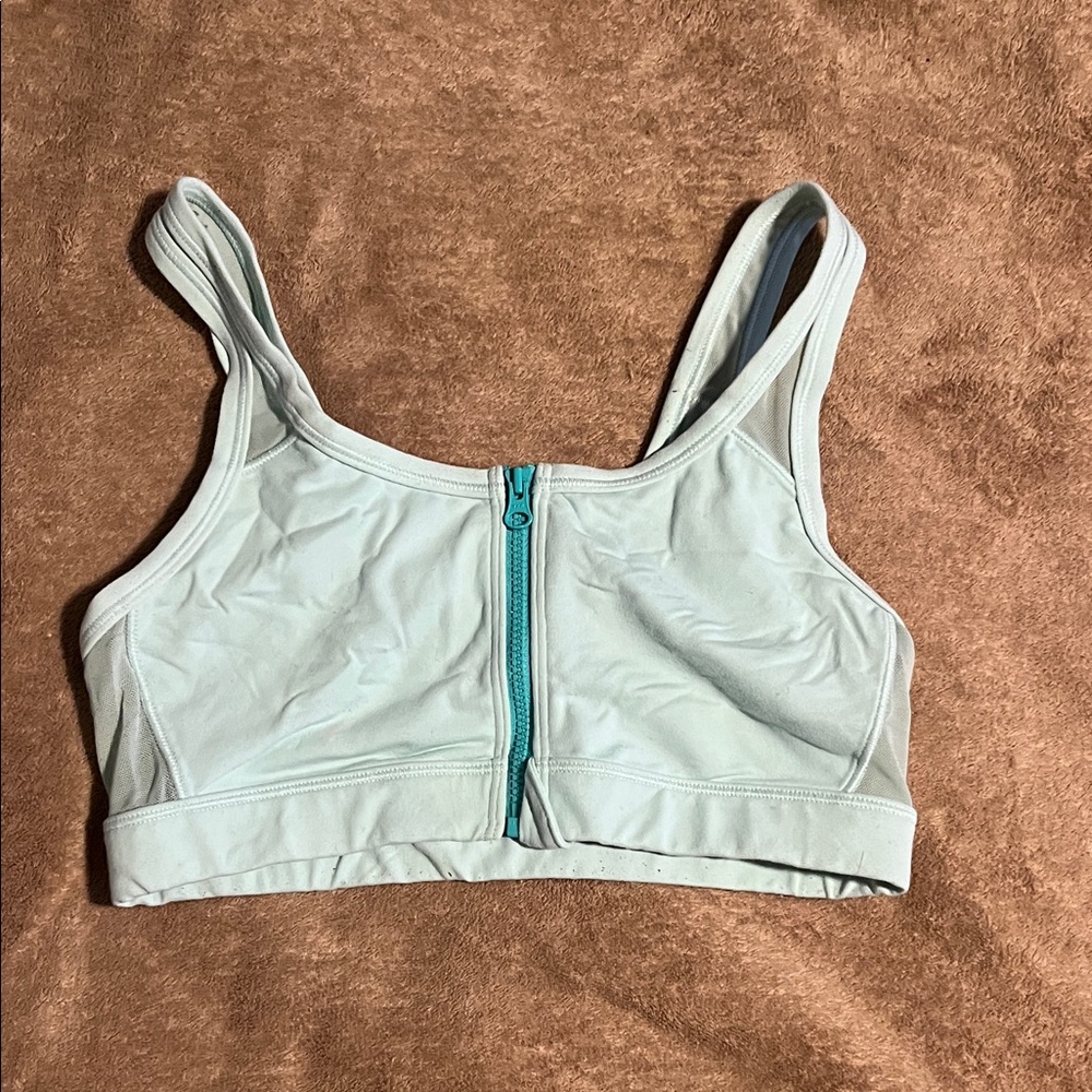 Aerie Mint Green Zip-Front Sports Bra
